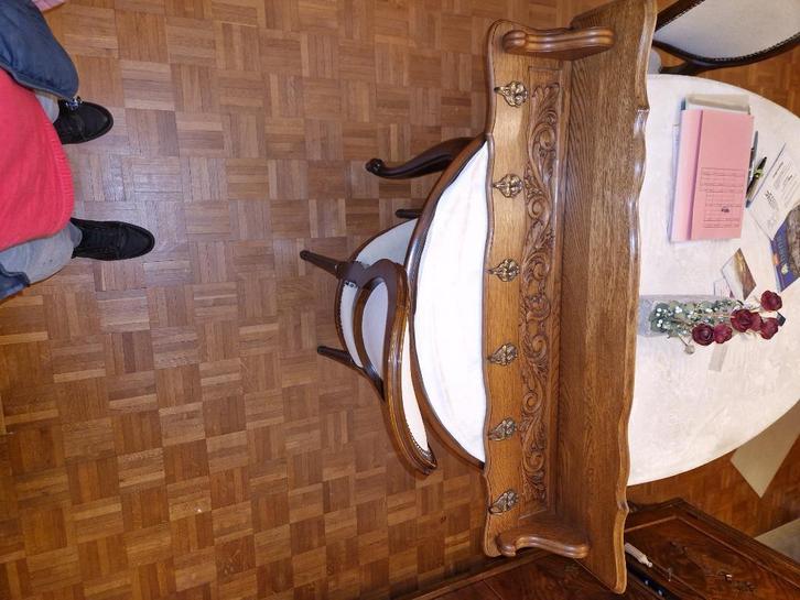 Antieke eiken kapstok met handgesneden motief/messing haken, Antiek en Kunst, Antiek | Meubels | Kasten, Ophalen