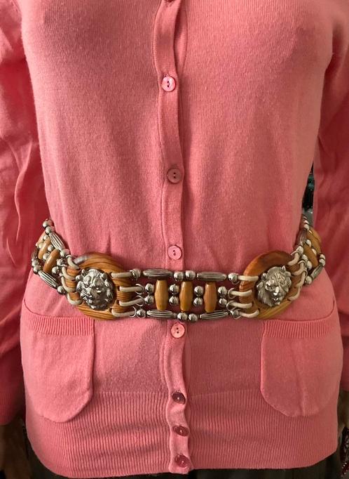Unieke vintage riem met leeuwen (maat 75), Kleding | Dames, Riemen en Ceinturen, Zo goed als nieuw, Tailleriem, Minder dan 80 cm