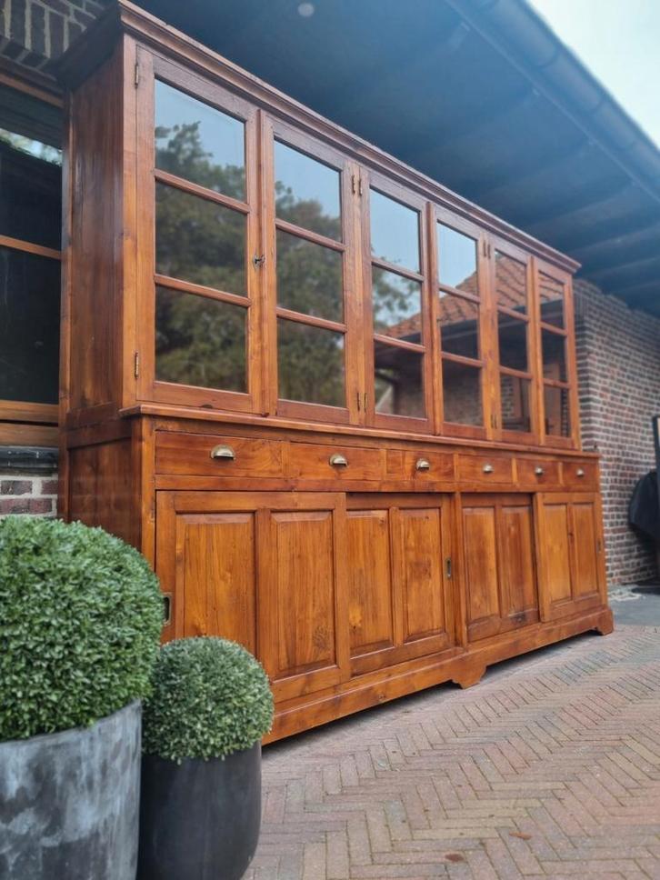 Teak xxl 300cm buffetkast/vitrinekast GRATIS LEVERING, Huis en Inrichting, Kasten | Buffetkasten, Zo goed als nieuw, 200 cm of meer