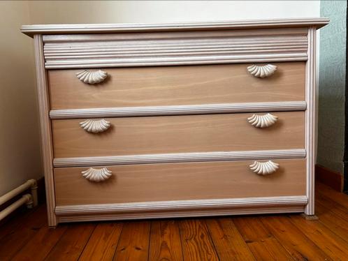 Commode-miroir-chevet bois plein, Huis en Inrichting, Kasten | Ladekasten, Gebruikt, Ophalen