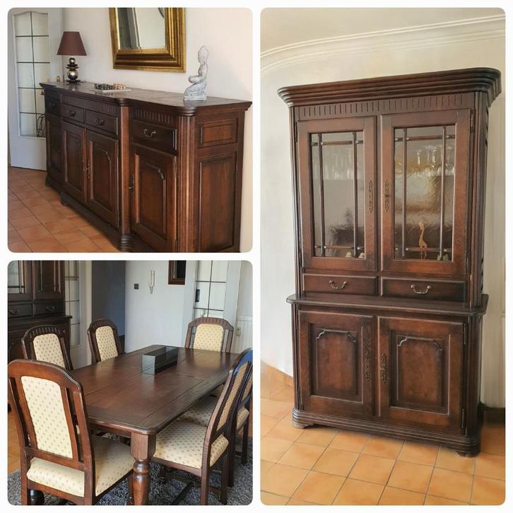 Complete eiken eetkamer - 6 stoelen-tafel-kast-dressoir, Huis en Inrichting, Complete eetkamers, Zo goed als nieuw, 4 tot 6 stoelen