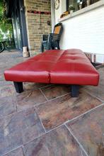 Rode clic-clac uitklapbare sofa / zetel in kunstleer, Huis en Inrichting, Ophalen, 90 cm, Eenpersoons, Nieuw