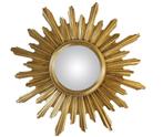 Franse vergulde Sunburst Convexe Spiegel, Ophalen of Verzenden, Rond, 50 tot 100 cm, Minder dan 100 cm