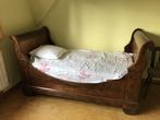 Antiek twijfelaar bed acajou met nieuwe matras + lattenbodem, Ophalen