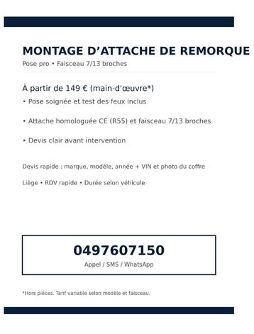 Montage attache remorque Liège – dès 149 € beschikbaar voor biedingen