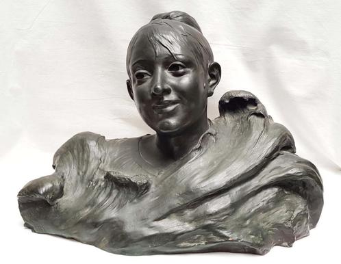Art Nouveau bronzen buste - Joseph François Belin., Antiek en Kunst, Kunst | Beelden en Houtsnijwerken, Ophalen of Verzenden