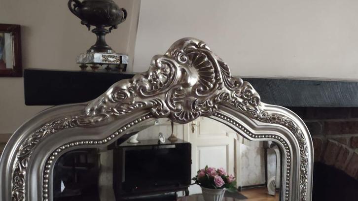 "Barok" Zilveren Chique Kwaliteits Kuifspiegel "Facet" Gesl., Huis en Inrichting, Woonaccessoires | Spiegels, Zo goed als nieuw