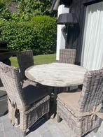 Teak tuintafel, Tuin en Terras, Tuintafels, Ophalen, Gebruikt, Rond, Teakhout