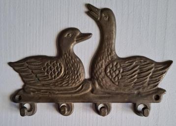 Frans brocante koperen / messing kapstokje, eendjes beschikbaar voor biedingen