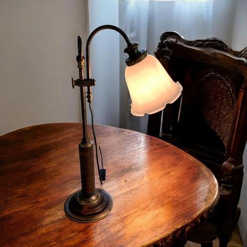 Antieke verstelbare opaline tafellamp begin 20e eeuw, Antiek en Kunst, Antiek | Verlichting, Ophalen of Verzenden