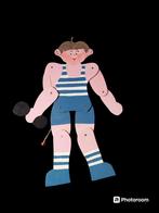 Marionnette haltérophile vintage en bois de 70 cm, Enlèvement