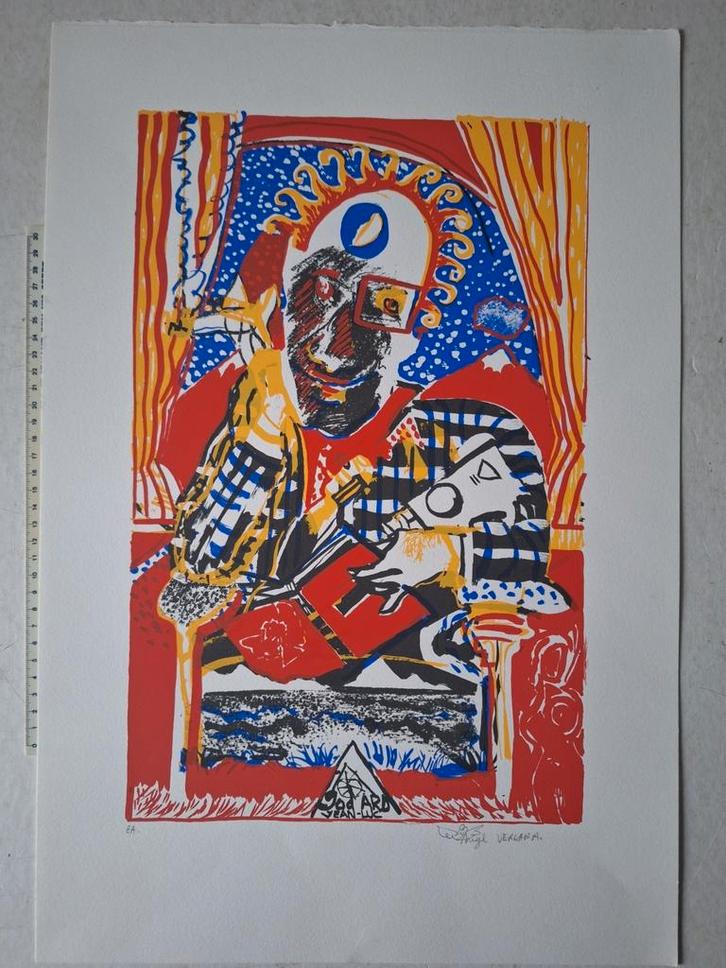 Kleurrijke zeefdruk van Angel Vergara "Jean-Luc Godard", Antiek en Kunst, Kunst | Litho's en Zeefdrukken, Ophalen of Verzenden