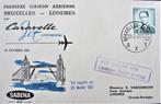 FDC SABENA- BRUSSEL- LONDEN 1961, Vliegtuigen, Ophalen of Verzenden, Gestempeld