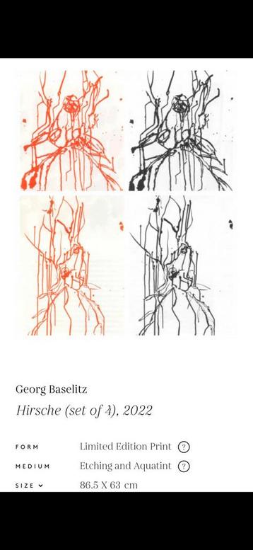 Georg Baselitz ‘Hirsche’ (set of 4), 2022 beschikbaar voor biedingen