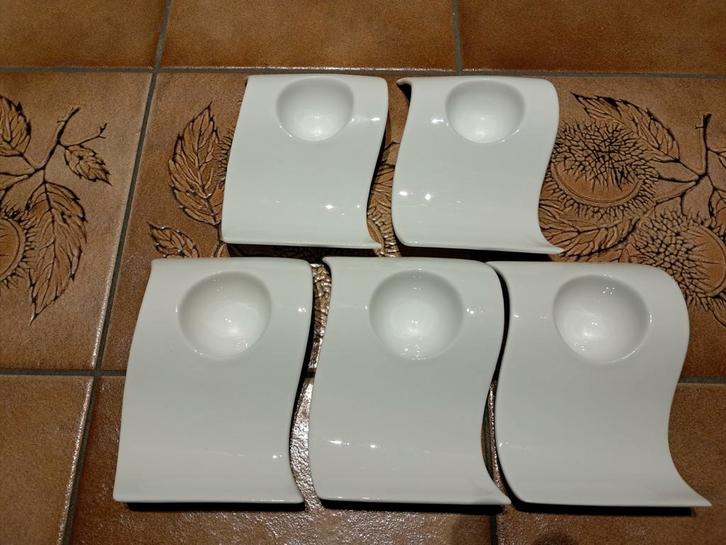 Set van 5 Villeroy & Boch NewWave eierdopjes, Huis en Inrichting, Keuken | Servies, Gebruikt, Overige typen, Overige stijlen, Porselein
