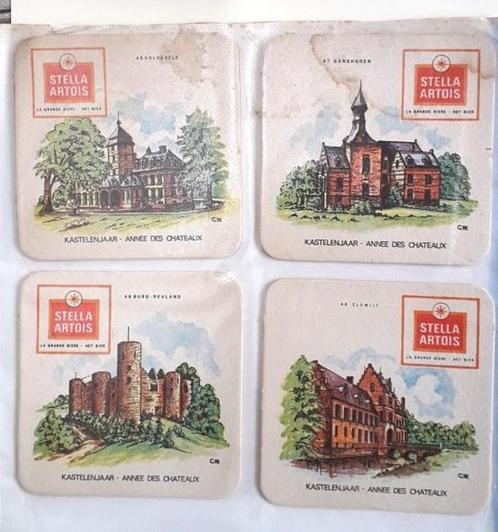 Vier bierviltjes "Stella Artois" - Kastelenjaar, Verzamelen, Biermerken, Gebruikt, Viltje(s), Stella Artois, Ophalen of Verzenden