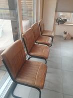 4 eetkamerstoelen van buffelleer, Huis en Inrichting, Stoelen, Ophalen, Gebruikt, Overige kleuren, Leer
