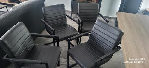 6 chaises table industriel, Maison & Meubles, Chaises, Utilisé, Une, Cuir, Métal, Enlèvement ou Envoi