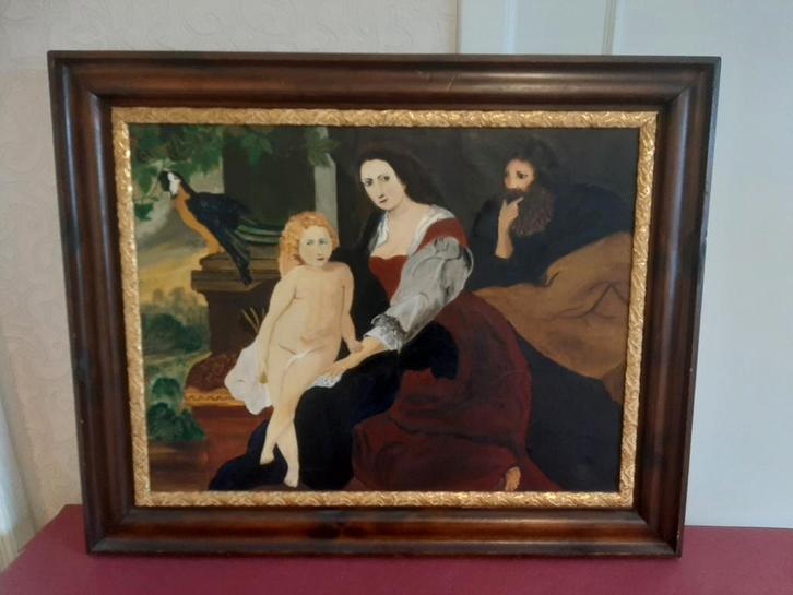 Antiek groot klassiek schilderij in lijst – olieverf op doek, Antiek en Kunst, Kunst | Schilderijen | Klassiek, Ophalen