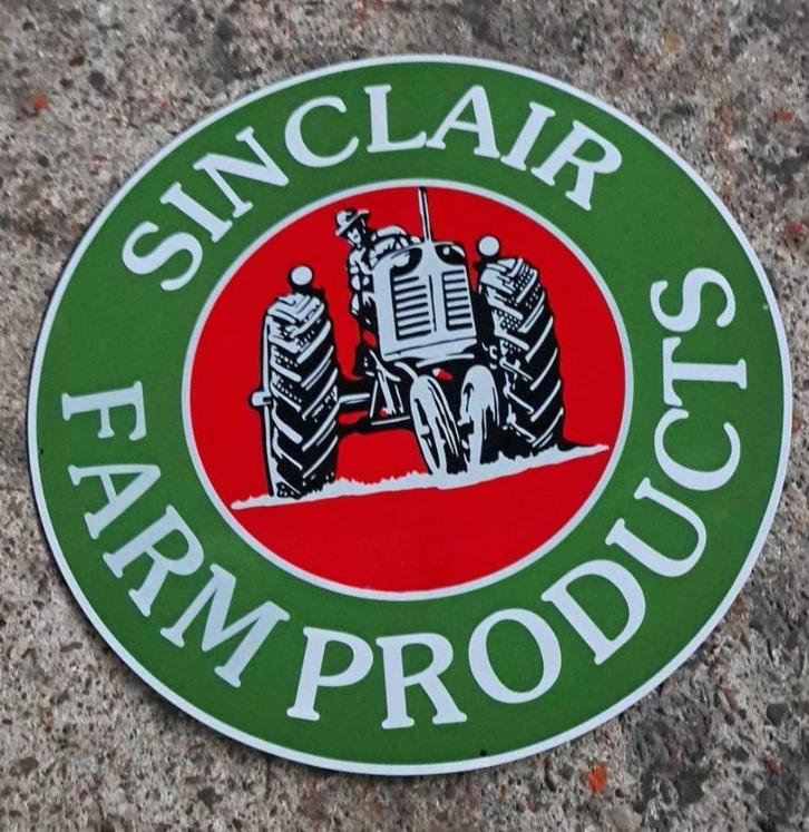 Sinclair & John Deere groot amerikaans emaillen tractor bord, Verzamelen, Merken en Reclamevoorwerpen, Zo goed als nieuw, Reclamebord