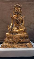 Vergulde bronzen gekroonde Boeddha, Thailand circa 1860, Huis en Inrichting, Ophalen of Verzenden, Zo goed als nieuw