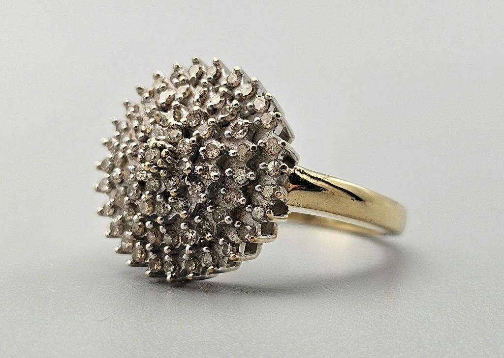 Bague de cocktail vintage en or avec diamants Ca : 0,50 ct., Enlèvement ou Envoi, Or, Bague, Avec pierre précieuse