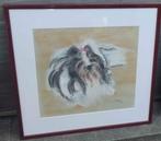 Pastel chien signe m verbley, Antiquités & Art, Enlèvement ou Envoi