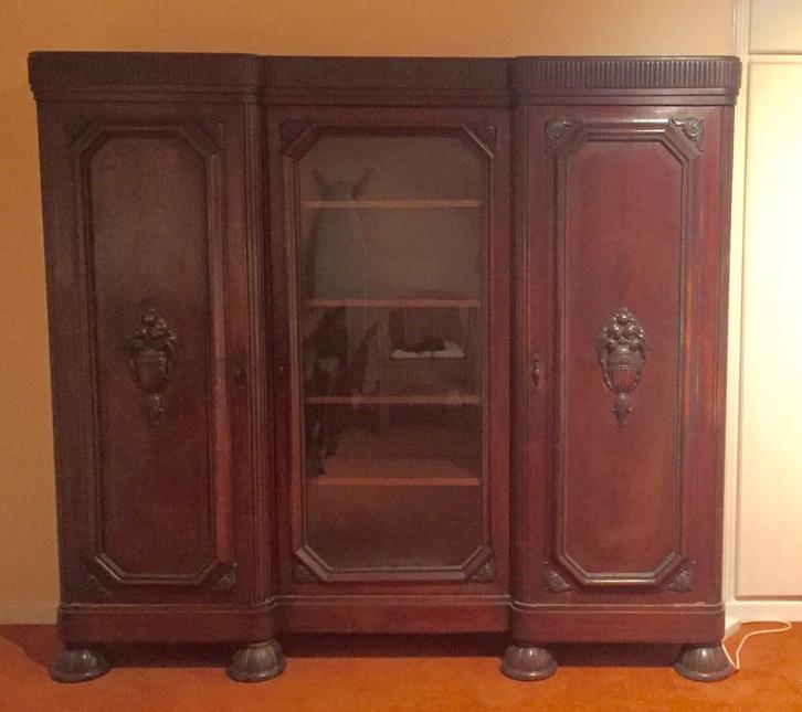 Bibliothèque triple de style entre-deux-guerres, Maison & Meubles, Armoires | Bibliothèques, Utilisé, 200 cm ou plus, 150 à 200 cm