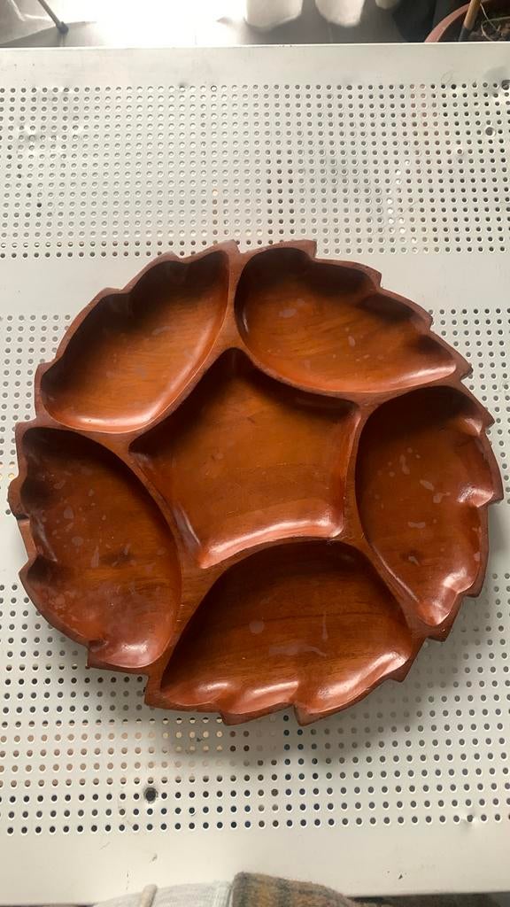 Bol en bois fait main avec 6 divisions d 31 cm, Antiquités & Art, Enlèvement ou Envoi