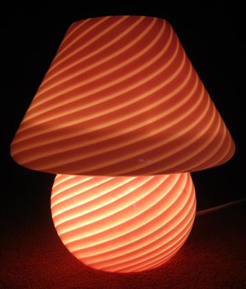 Magnifieke rose Murano paddestoellamp glaslamp              