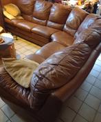 lederen zithoek bestaande uit 3 stukken, Huis en Inrichting, Zetels | Zetels, Ophalen, Gebruikt, Overige maten, Leer