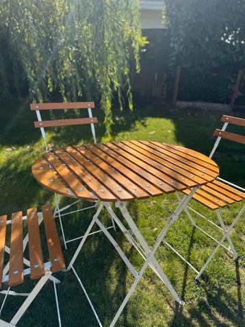 Houten bistro tuinset – ovalen tafel + 3 stoelen beschikbaar voor biedingen
