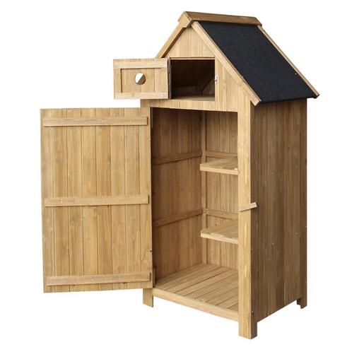 Houten tuinkast | Met vogelhuisje | 77 x 54 x 142 cm, Tuin en Terras, Tuinmeubel-accessoires, Nieuw, Ophalen of Verzenden