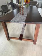 Eettafel in massief koloniaal hout, Huis en Inrichting, Ophalen, Gebruikt, 100 tot 150 cm, Massiel koloniaal