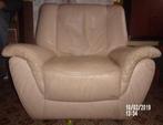 Crèmebeige vintage leren fauteuil, Ophalen