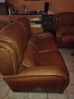 Lederen salon cognac kleur, Huis en Inrichting, Ophalen, Gebruikt