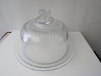 Vintage glazen stolp met onderbord, Ophalen of Verzenden