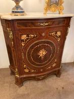 Gebogen marqueterie kast uit Italië met marmer blad, Antiek en Kunst, Ophalen
