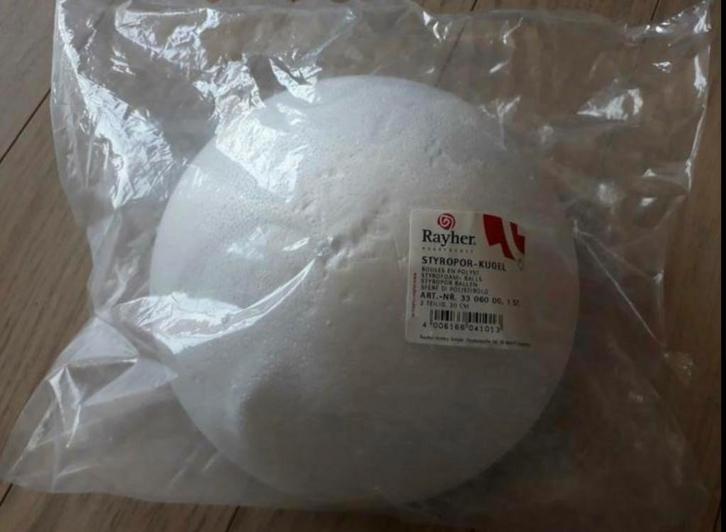 Styropor/ piepschuim (halve) bal 20 cm 1 st, Hobby en Vrije tijd, Knutselen, Nieuw, Knutselwerk, Ophalen of Verzenden