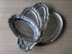 4 grote inox schalen, waarvan 2 van Guy Degrenne, Overige materialen, Gebruikt, Schaal, Ophalen of Verzenden