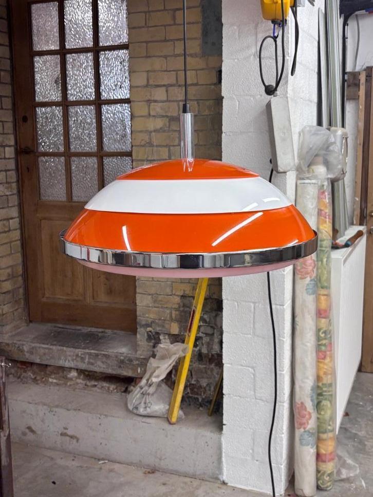 Designlamp jaren 60/70, Huis en Inrichting, Lampen | Hanglampen, Nieuw, Minder dan 50 cm, Glas, Kunststof, Ophalen