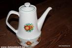 Retro vintage oude koffiekan wit oranje bloemen, Ophalen of Verzenden