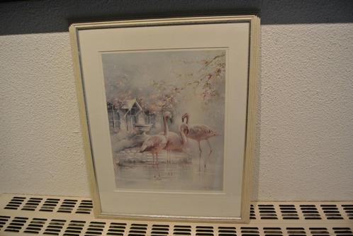 Don Remon Gesign.Drie Flamingo’s in de Vijver, Antiek en Kunst, Kunst | Litho's en Zeefdrukken, Ophalen of Verzenden