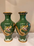 Paar Chinese Cloissoné vazen enamel draak decoratie, Antiek en Kunst, Ophalen of Verzenden
