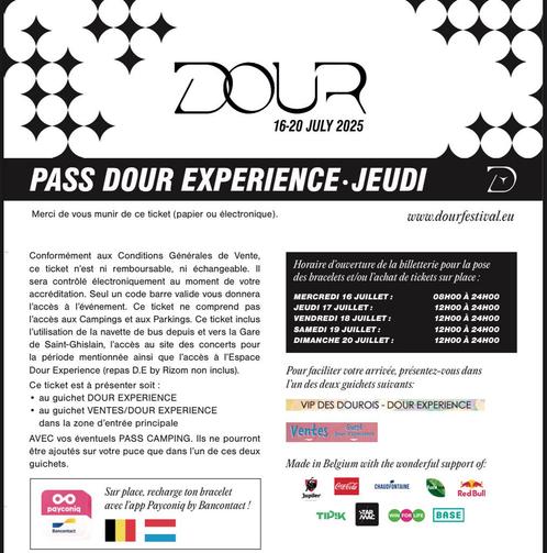2 VIP Tickets Dour (17/07), Tickets en Kaartjes, Evenementen en Festivals, Twee personen