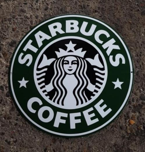 Starbucks coffee emaillen reclame bord mancave decoratie, Collections, Marques & Objets publicitaires, Comme neuf, Panneau publicitaire