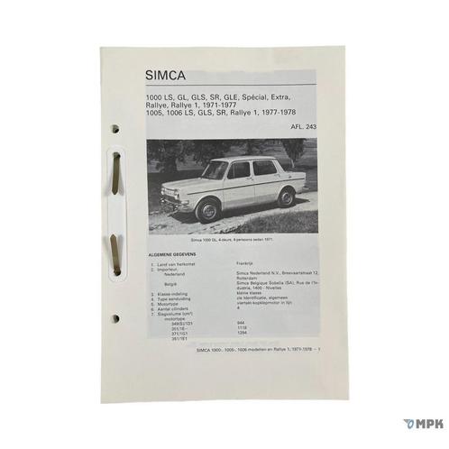 Kluwer | Simca 1000 / 1005 / 1006 | 1971-1978 | NL, Auto diversen, Handleidingen en Instructieboekjes, Ophalen of Verzenden