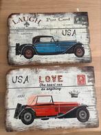 Set houten schilderij / kader retro oldtimers, Ophalen, Nieuw, Schilderij