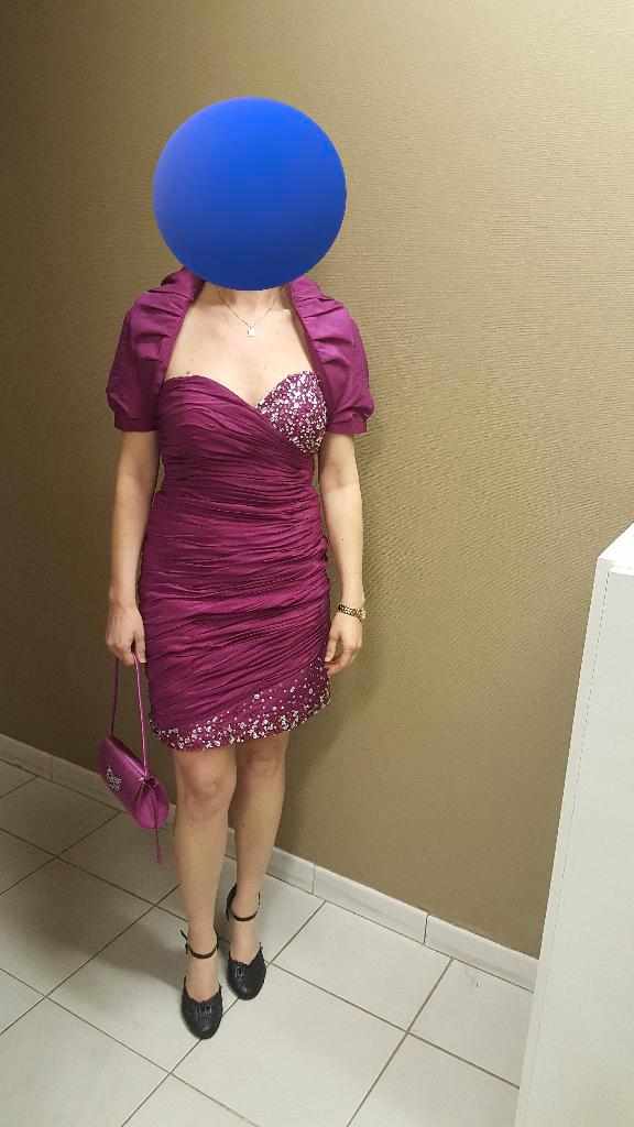 Feestkledij roze/fuchia met handtas, Kleding | Dames, Gelegenheidskleding, Zo goed als nieuw, Cocktailjurk, Maat 38/40 (M), Roze