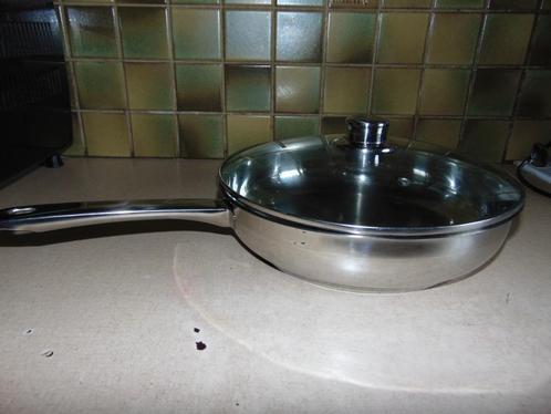Braadpan inox 29,5 cm, Huis en Inrichting, Keuken | Potten en Pannen, Gebruikt, Koekenpan of Braadpan, Inox, Inductieplaat, Keramische plaat